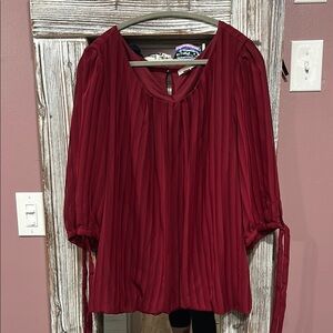 Chic Maroon Blouse with Tie Sleeves